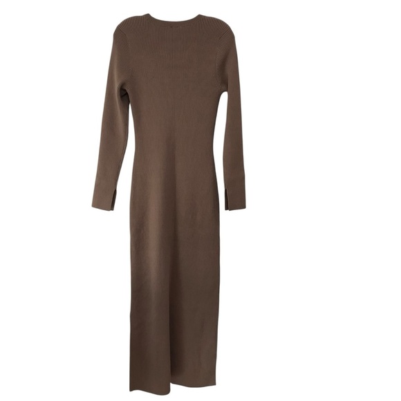 Abercrombie & Fitch Long Sleeve Maxi Dress Oatmeal Size LP Cream - Picture 5 of 6